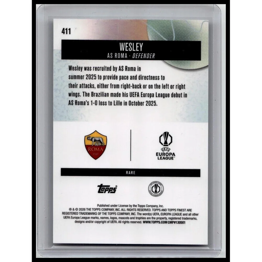 2025-26 Finest UEFA Wesley #411 Roma Pearl Checkerboard /30